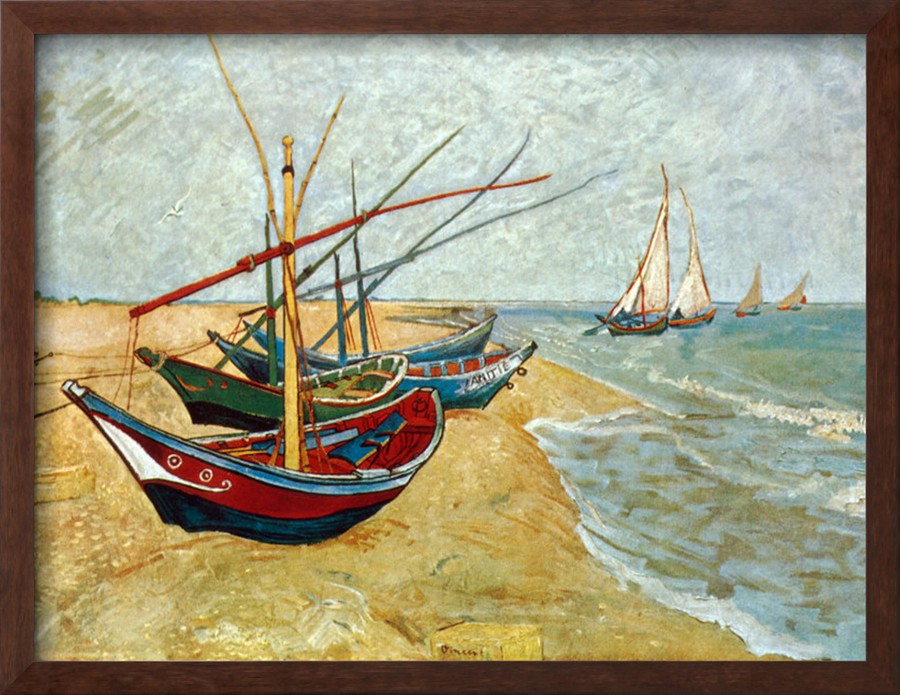 Fishing Boats on the Beach at Saints - Maries - Vincent Van Gogh Paintings